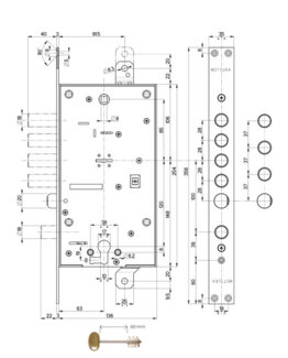 54797TBDRZ56 Mottura (Моттура) Замок врезной двухсистемный 54.797-D правый, ключ 60 мм