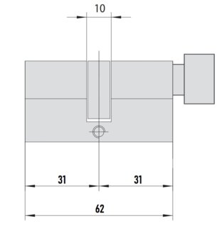 DPC1F3131 S3 PROJECT MOTTURA цилиндровый механизм 62мм(31х31) ключ/вертушка, никель (1+5ключей)