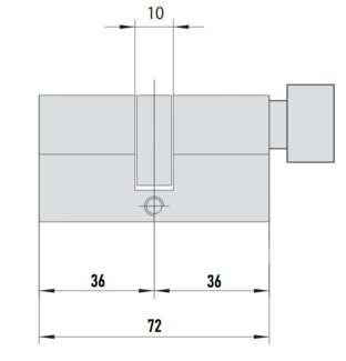 DPC1F3636 S3 PROJECT MOTTURA цилиндровый механизм 72мм(36х36) ключ/вертушка, никель (1+5ключей)