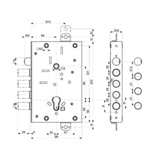 82515W800B Корпус врезного замка Mottura (Моттура)