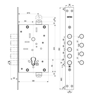 84525W800B Корпус врезного замка Mottura (Моттура)