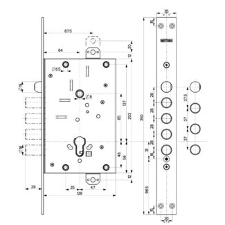 82535W800B Корпус врезного замка Mottura (Моттура)