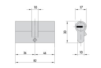 DPC1D3646 S3 PROJECT MOTTURA цилиндровый механизм 82мм(36х46) ключ/ключ, никель (1+5ключей)