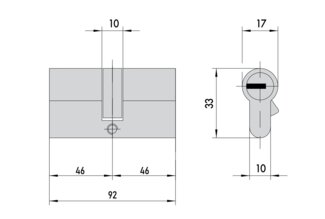 DPC1D4646 S3 PROJECT MOTTURA цилиндровый механизм 92мм(46х46) ключ/ключ, никель (1+5ключей)